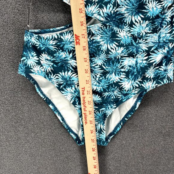 MICHAEL KORS One Piece Swimsuit 440 Turquoise Floral Print Size 10 MRSP $118 - Picture 6 of 14